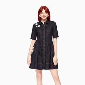 Kate Spade Floral Embroidered Denim Shirtdress